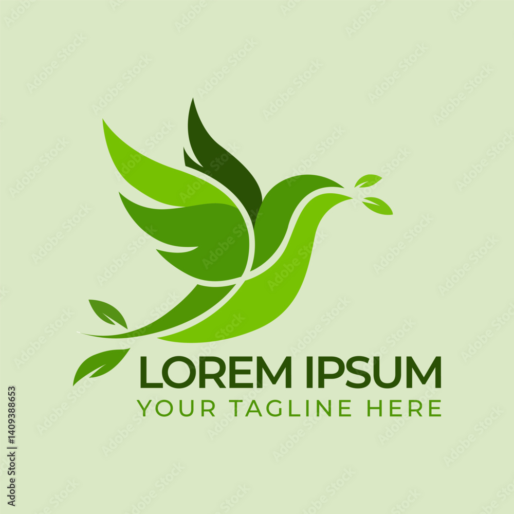 Fototapeta premium Green Hummingbird Nature Logo