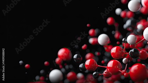 Obraz na płótnie Colorful Abstract Composition of Red and Black Spheres on Dark Background w salonie