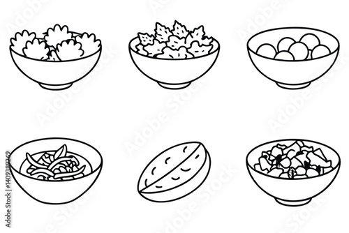 salad line art clean and crisp vegetable illustration