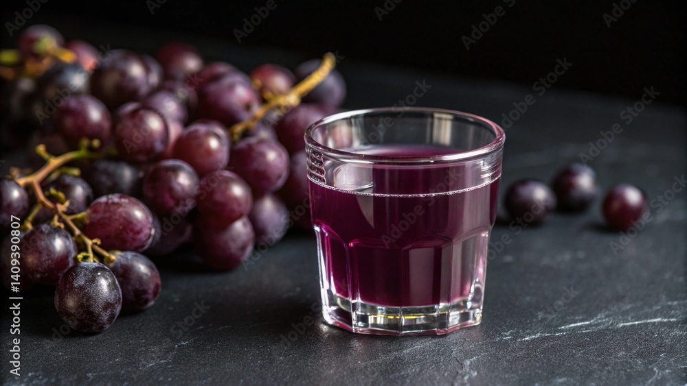 Glass of dark grapes. Generative AI Glass of dark grapes. Generative AI