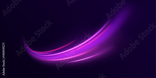 Long exposure of motorways as speed. Creative vector illustration of flying cosmic meteor, planetoid, comet, fireball isolated on transparent background.	