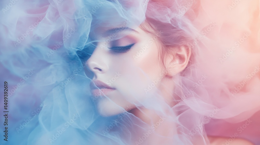Dreamy fold effect with a rising pastel haze element Dreamy fold effect with a rising pastel haze element