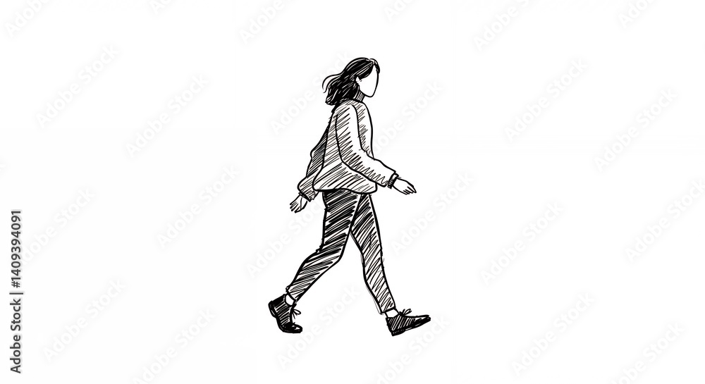Fototapeta premium Simple illustration of person walking