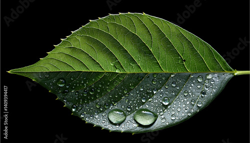 green leaf with water drops