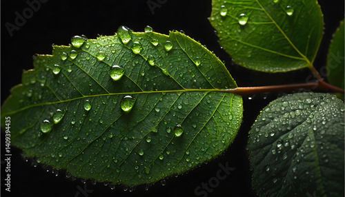 green leaf with water drops