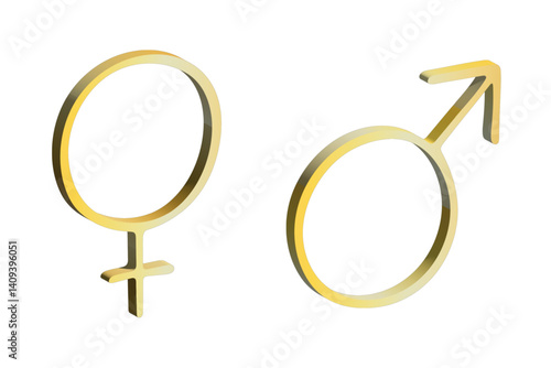3d female and male gender identity icon Symbol used to represent sex and gender
