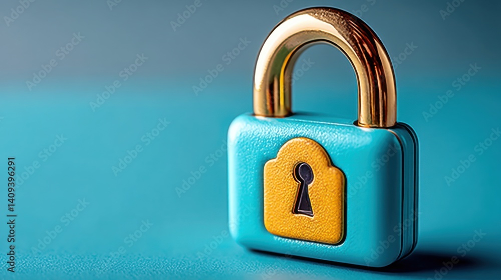 Fototapeta premium Sturdy padlock representing security and safety with a simple yet strong design on a neutral background