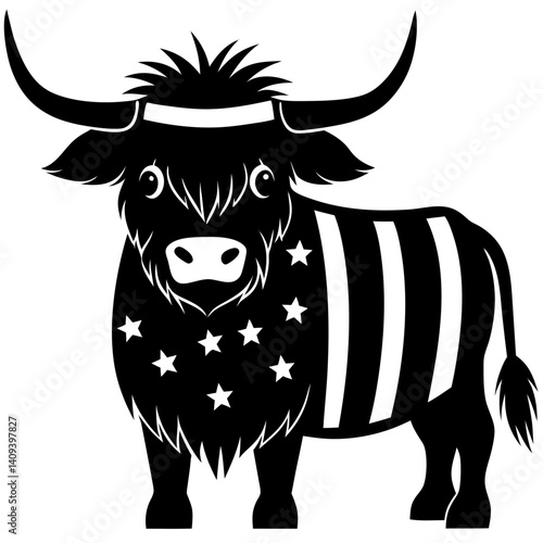 Silhouette of an american highland bull vector