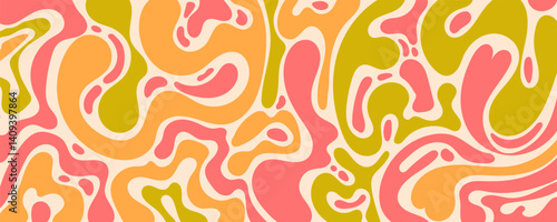 Warm Abstract Organic Background with Coral, Olive, and Beige Line Blobs on White Background. Earthy and soft design with vintage colors and fluid movement. Ideal for fashion,print, posters and wall