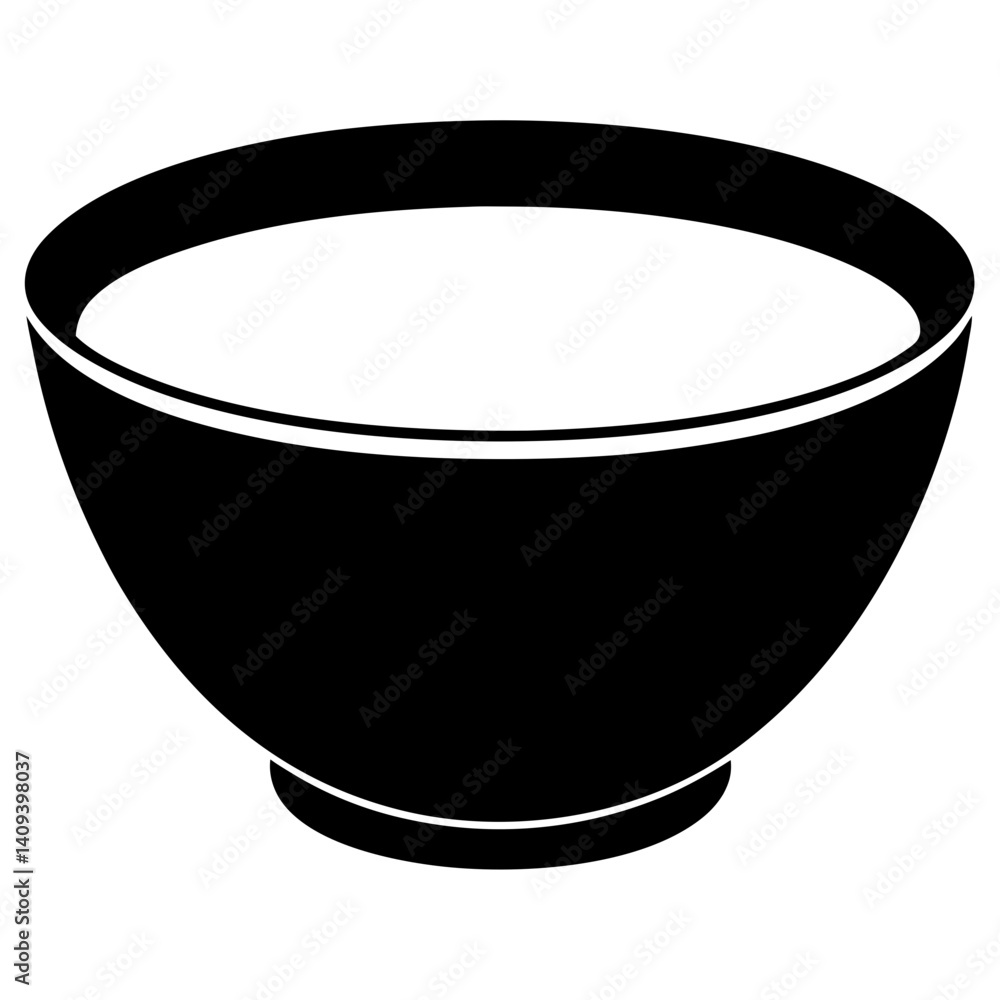 Silhouette vector of a full bowl of liquid Silhouette vector of a full bowl of liquid