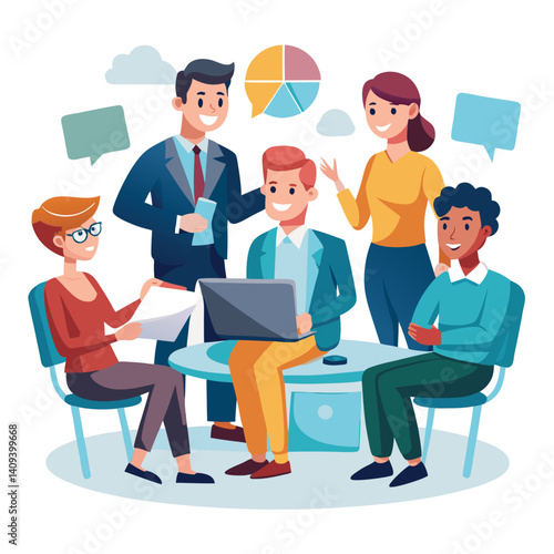 Diverse group collaborating around a table