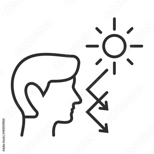 Sun protection outline icon, editable vector illustration and transparent graphic element. Isolated on white background