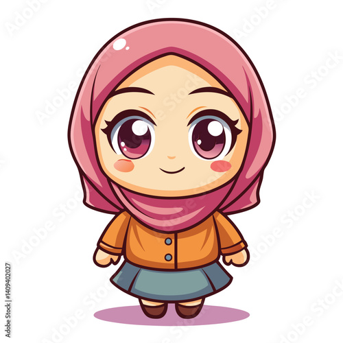 Cute cartoon girl in hijab (1)