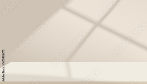 Brown Background,Blur gardeint light,shadow on wall studio background for product display,Beige Backdrop for Autumn banner,Vector 3D podium stand for spring,summer
