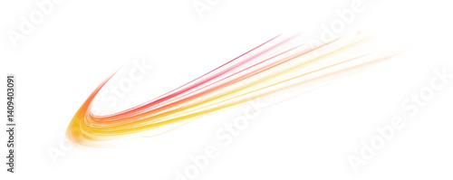 Electric orange speed light swirls on transparent PNG. Sparks and energy flow create dynamic glowing effects. Ideal for modern digital designs.