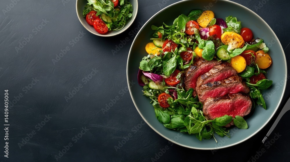 custom made wallpaper toronto digitalDelicious Grilled Steak Served with Fresh Colorful Salad Bowl