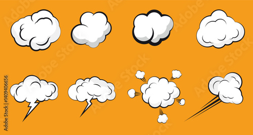 Set of cloud with pop art style