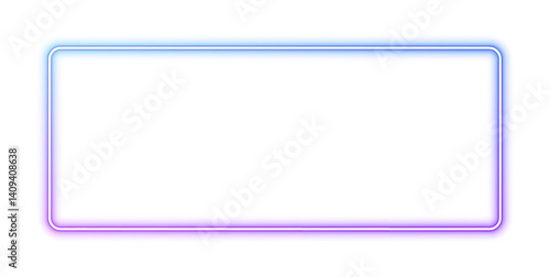 Square rectangular frame with two color neon motion graphics on isolated transparent background in PNG and vector format. Gradient aura, grain neon blob with noise effect PNG illustration. 