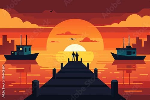 sunset over the city