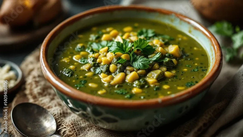 Obraz na płótnie Portuguese caldo verde soup in the bowl. w salonie