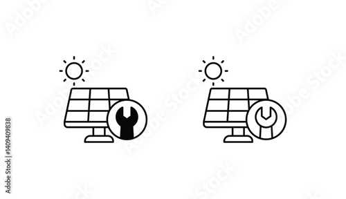 Solar Repair icon design with white background stock illustration
