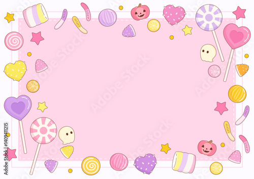 pink halloween candy party frame 2