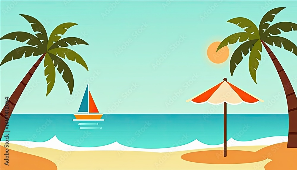 Fototapeta premium Tropical Beach Paradise Summer Vacation Background