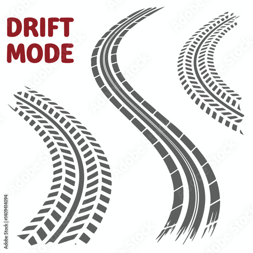 Drift Mode – Set of Abstract Tire Track Skid Marks for Racing, Burnout, and Automotive Design
