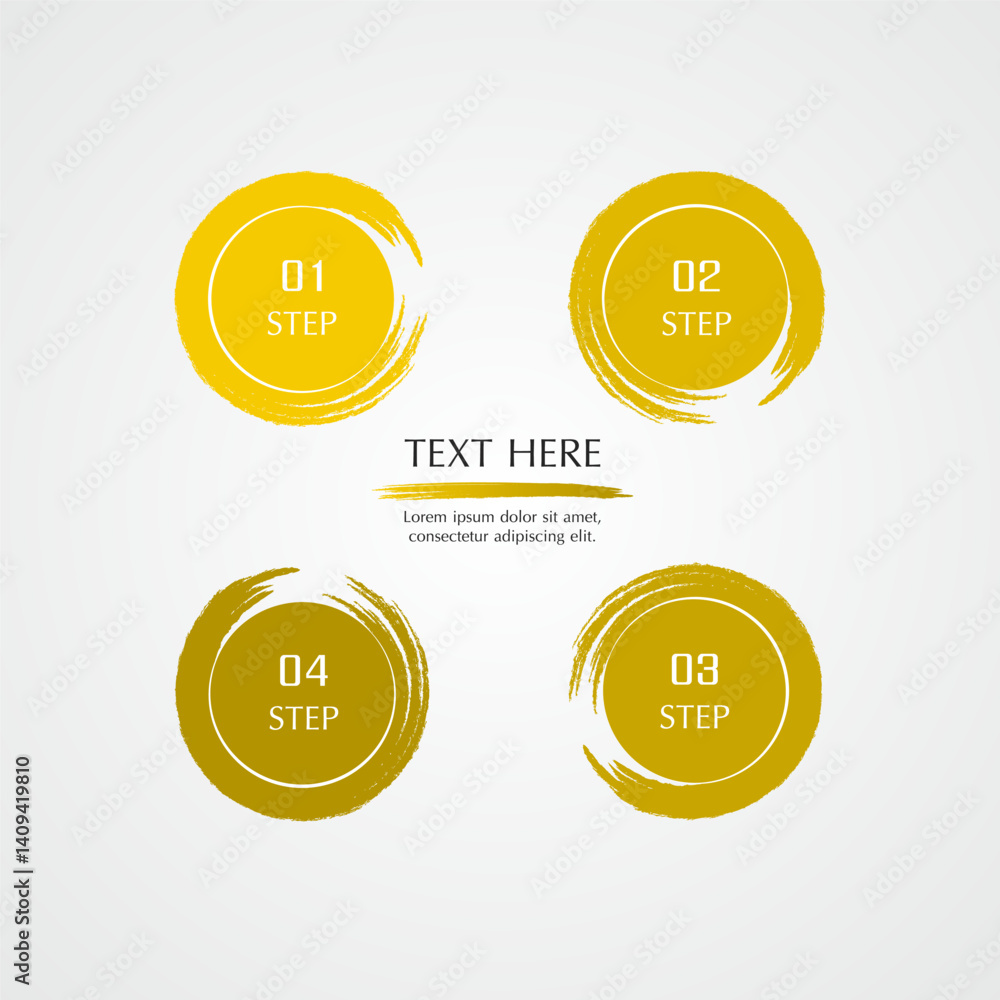 Step by step yellow infographic template with 4 options, parts or processes. Step by step yellow infographic template with 4 options, parts or processes.