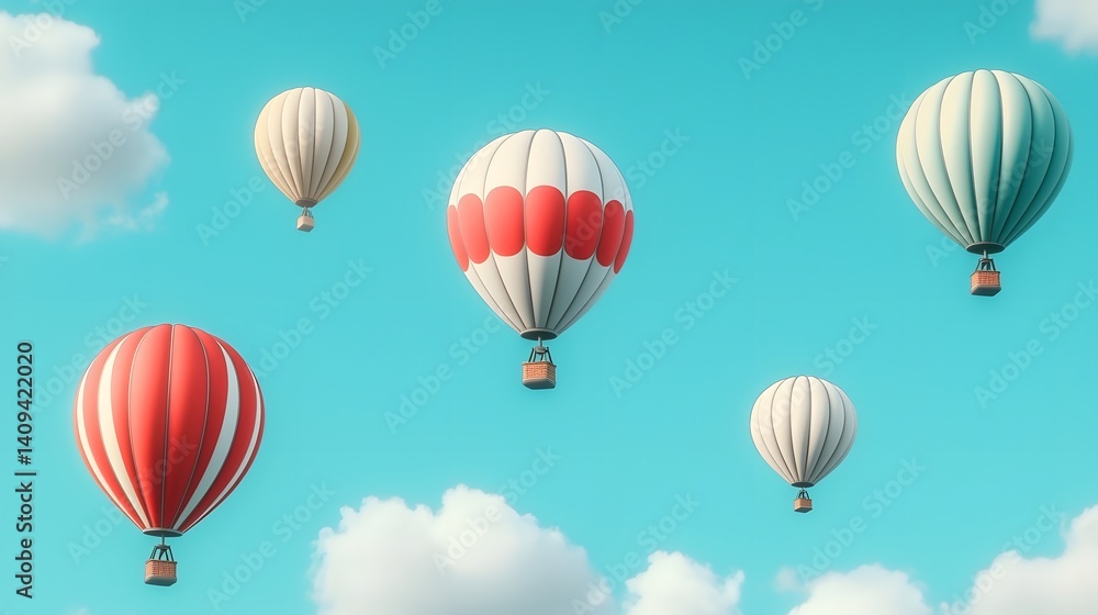 Obraz premium Colorful hot air balloons soaring in the blue sky