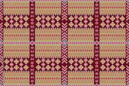 Pixel art wallpaper oriental seamless pattern, Ornament, Ethnic, Geometric ornament, Blanket, Decor style, Rug, Woven carpet fabric, Pattern on Product.