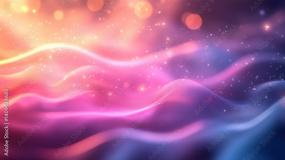 Abstract image with glowing waves, sparkles, and soft gradients. Abstract image with glowing waves, sparkles, and soft gradients.