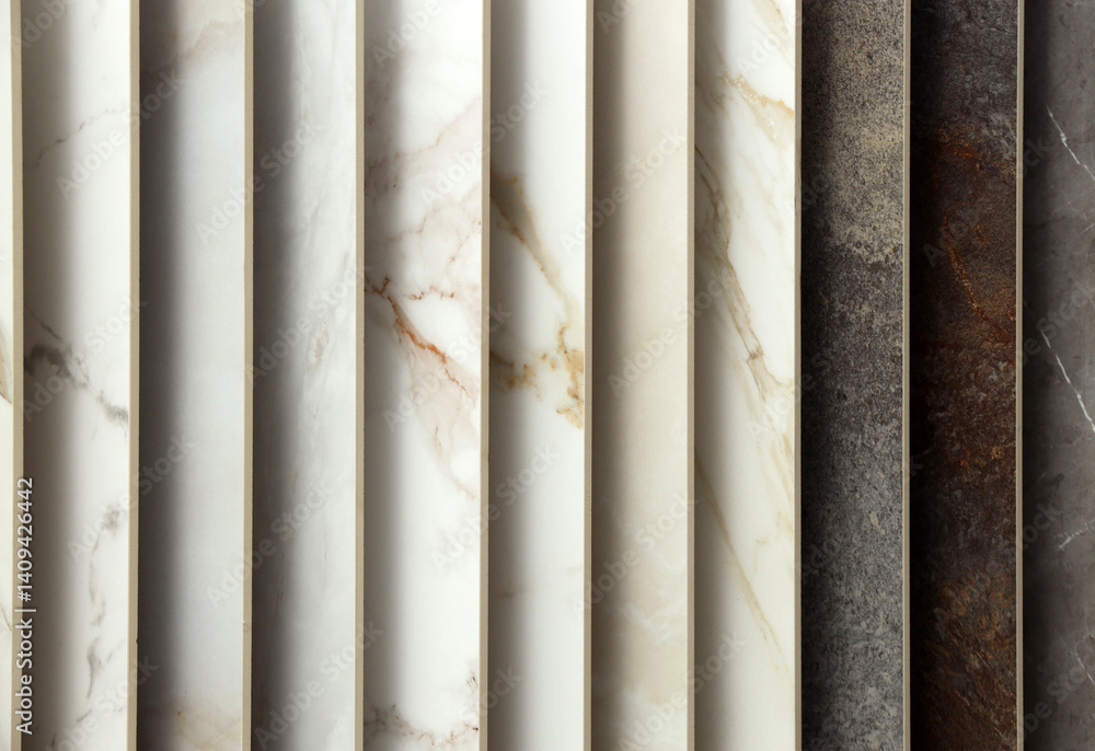 Fototapeta premium Many different samples of tiles as background, closeup