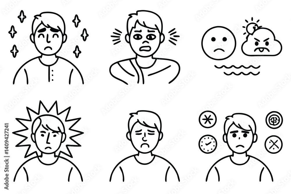 stress response line art depicting emotional strain visual stress response line art depicting emotional strain visual