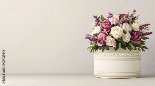 Wallpaper Mural A bouquet of pink white and purple flowers in an ornate vase  long title A beautiful arrangement of Torontodigital.ca