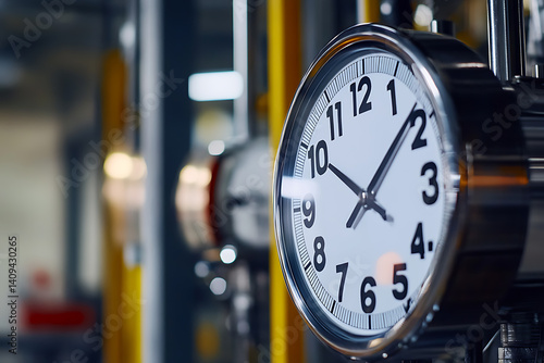 A close up of a time lapse clock mounted inside a portable control cabin on site. Featuring shift tracking and time discipline