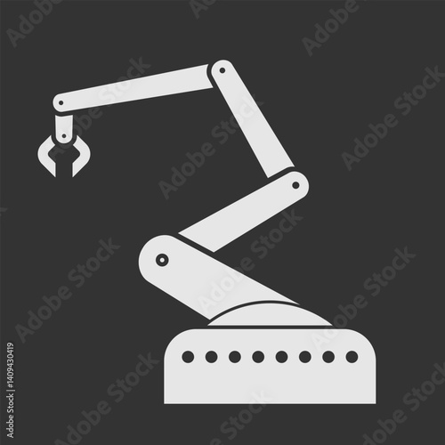 Robotic arm, hand manipulator silhouette symbol. Vector illustration