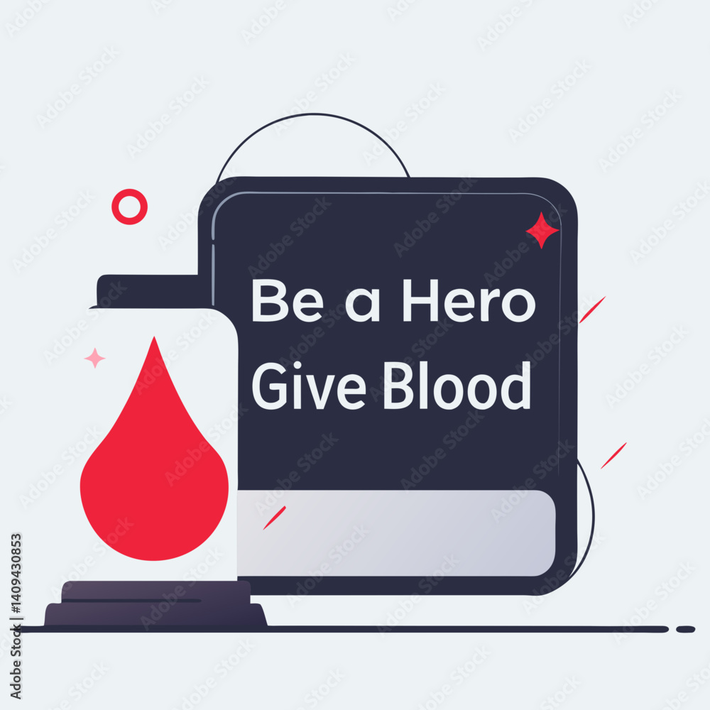 Naklejka premium Blood donation sign with drop icon in flat graphic style