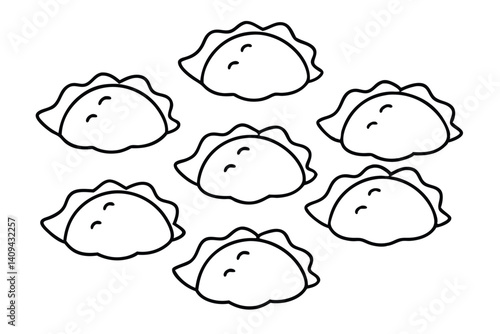 ravioli line art detailed drawing of pasta on plate