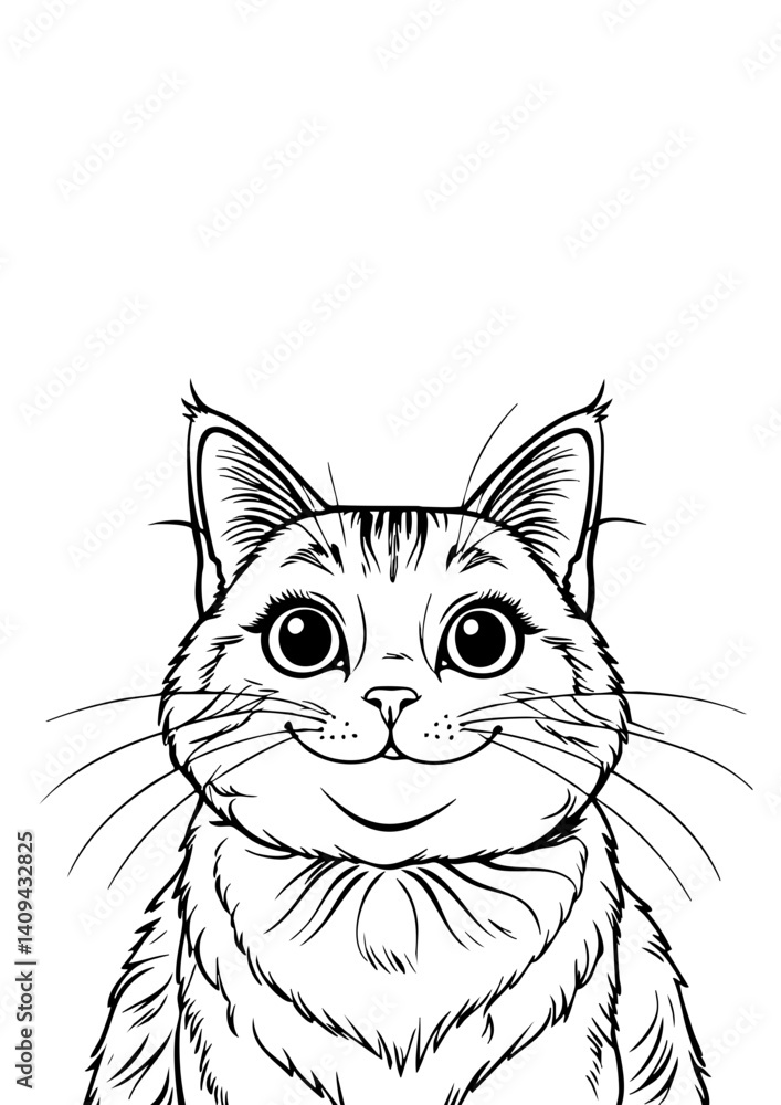 Cute Tabby Kitten Line Drawing – Black and White Cat Illustration for Coloring Pages and Children’s Books Cute Tabby Kitten Line Drawing – Black and White Cat Illustration for Coloring Pages and Children’s Books