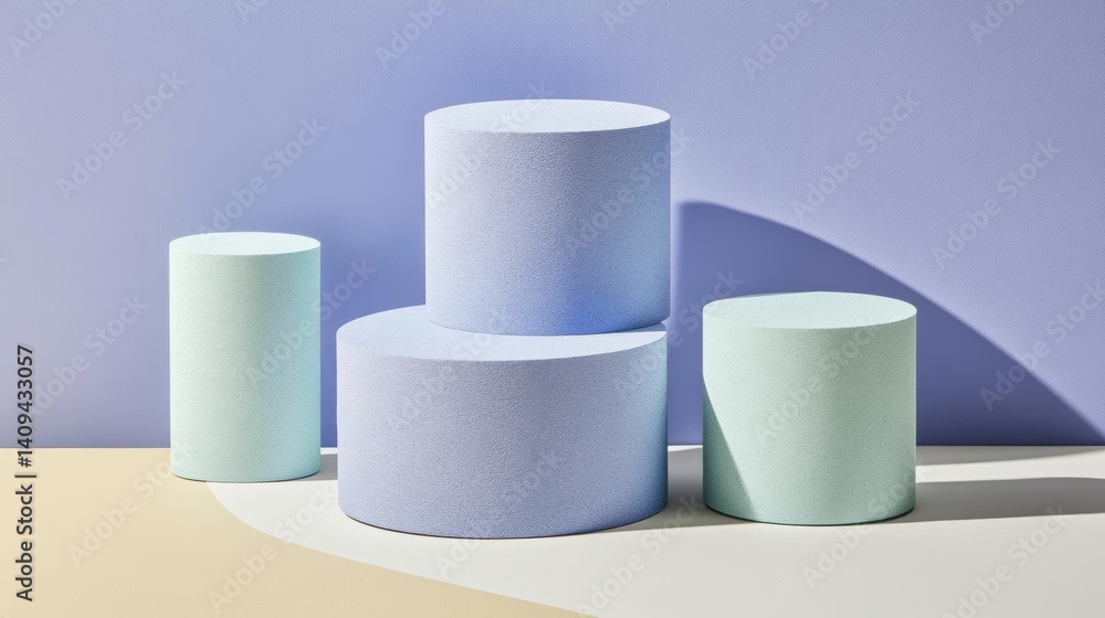 Cylinders Create a Geometric Composition on Neutral Background and Pastel Theme Cylinders Create a Geometric Composition on Neutral Background and Pastel Theme