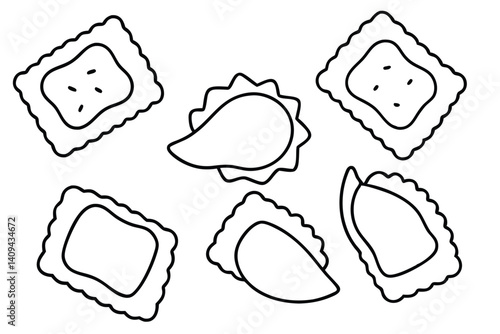 ravioli line art modern pasta sketches for food enthusiasts