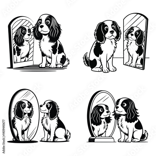 Cavalier King Charles Spaniel dog sitting 