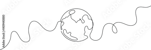 Earth globe one line drawing of world map vector illustration minimalist design of minimalism isolated on white background 