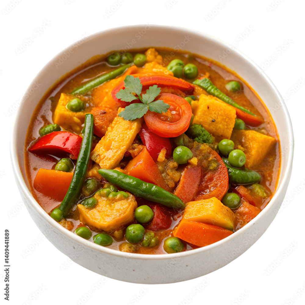 Mix vegetable curry in bowl isolated on transparent background Mix vegetable curry in bowl isolated on transparent background