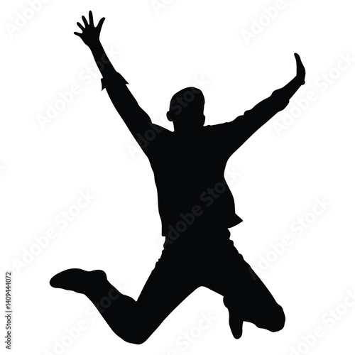 Man celebrating vector silhouette