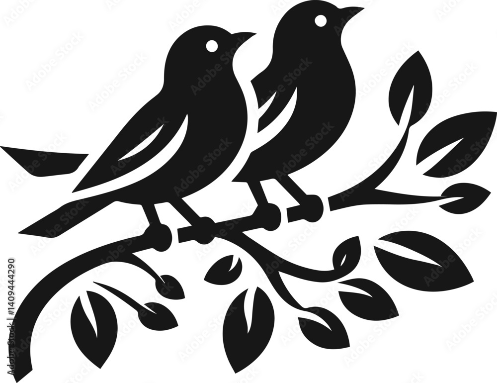 Obraz premium Simple Cute Minimalist Black Silhouette of Bird, Vector Cute Bird Art and Illustration Design