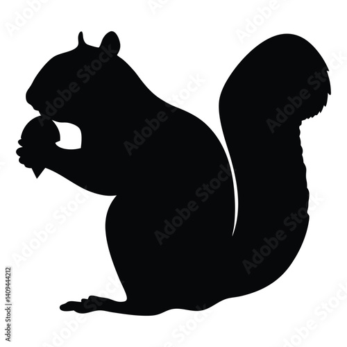 Obraz na płótnie Squirrel eating food vector silhouette w salonie