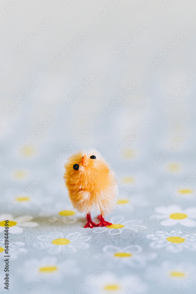 Décoration pour les fêtes de Pâques - Mignon Petit poussin coloré en poils dans un nid