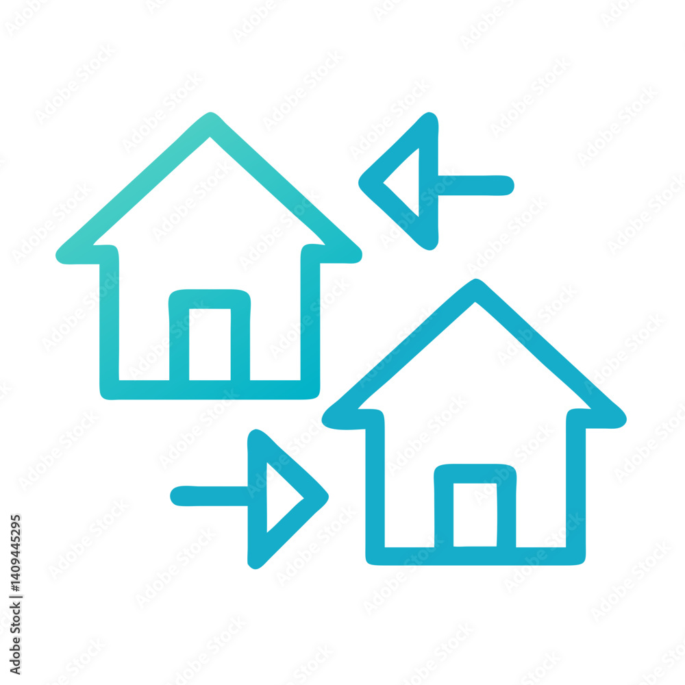 Property relocation icons with directional arrows Property relocation icons with directional arrows